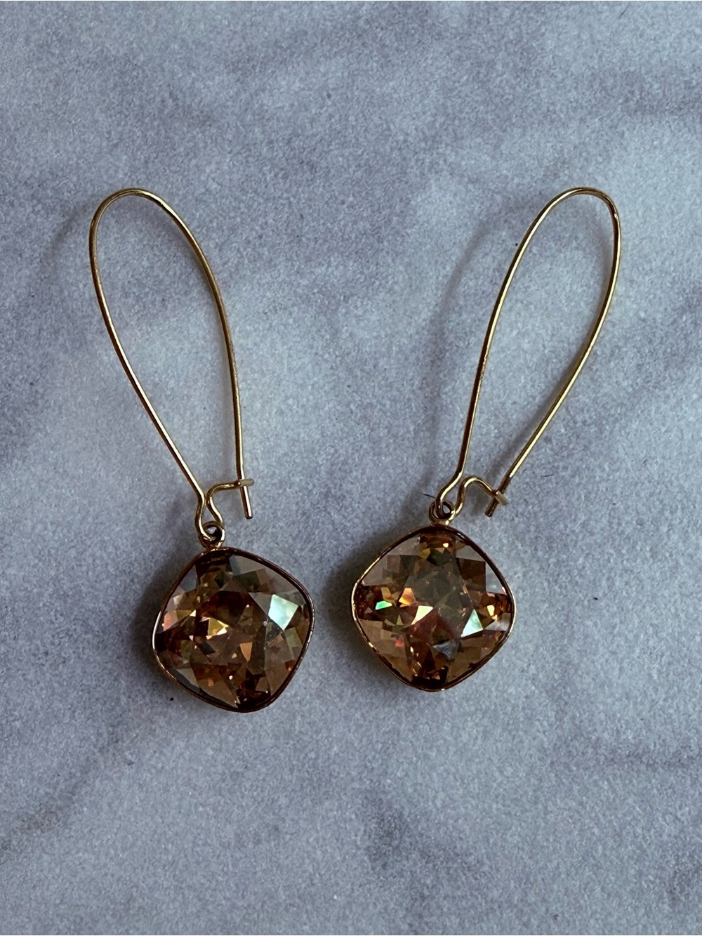 Swarovski Gold-Tone Champagne Crystal Drop Earrings